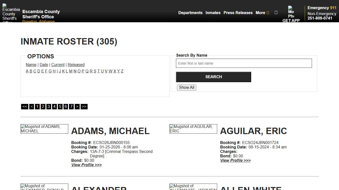 Inmate Roster - Current Inmates - Escambia County Sheriff, AL