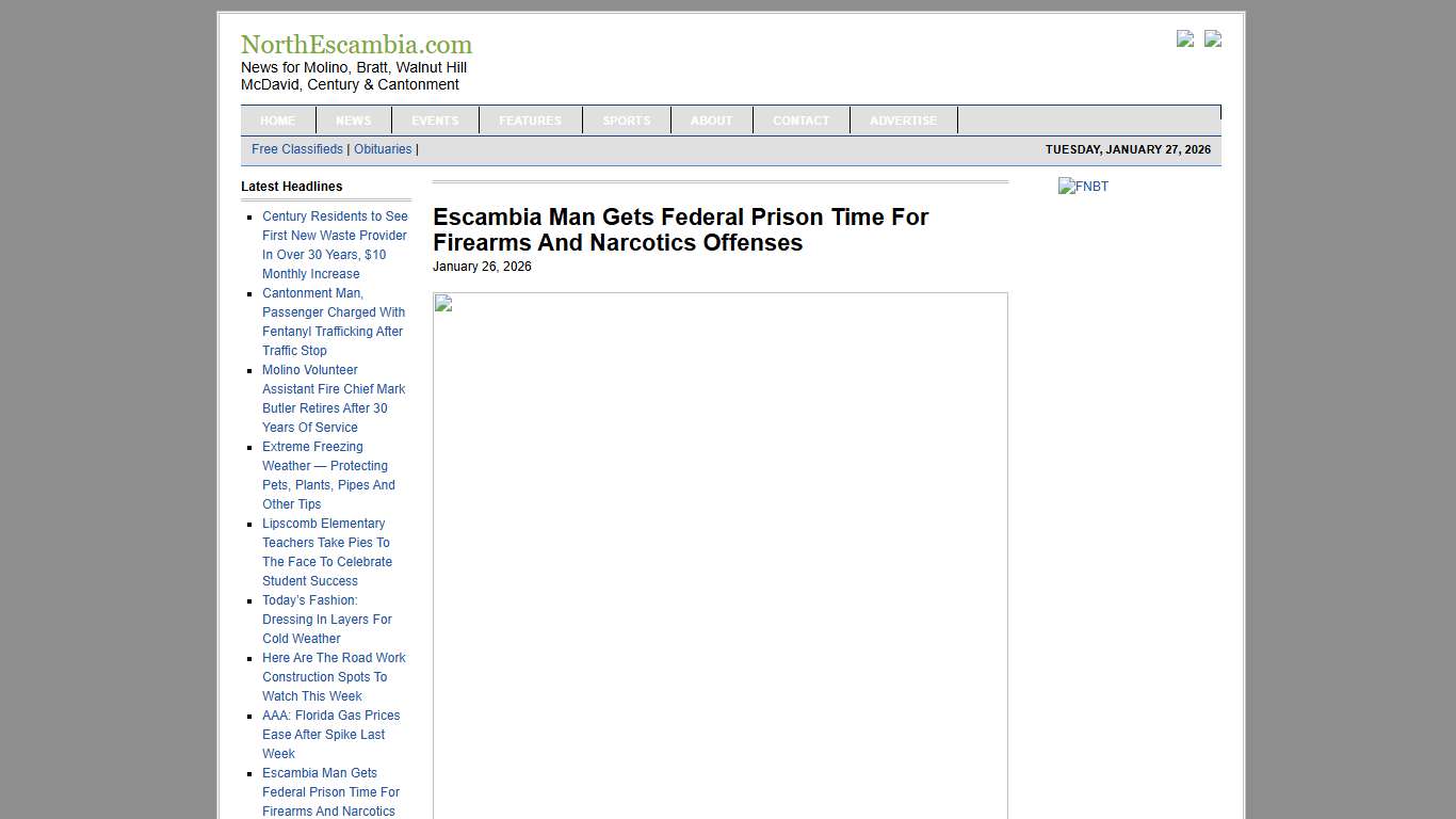 Escambia Man Gets Federal Prison Time For Firearms And Narcotics Offenses : NorthEscambia.com